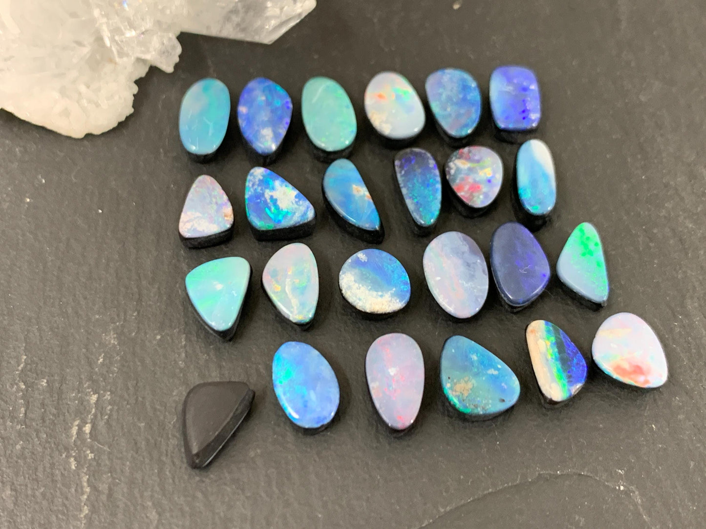 Australian Opal doublet 7-10mm long cabochon