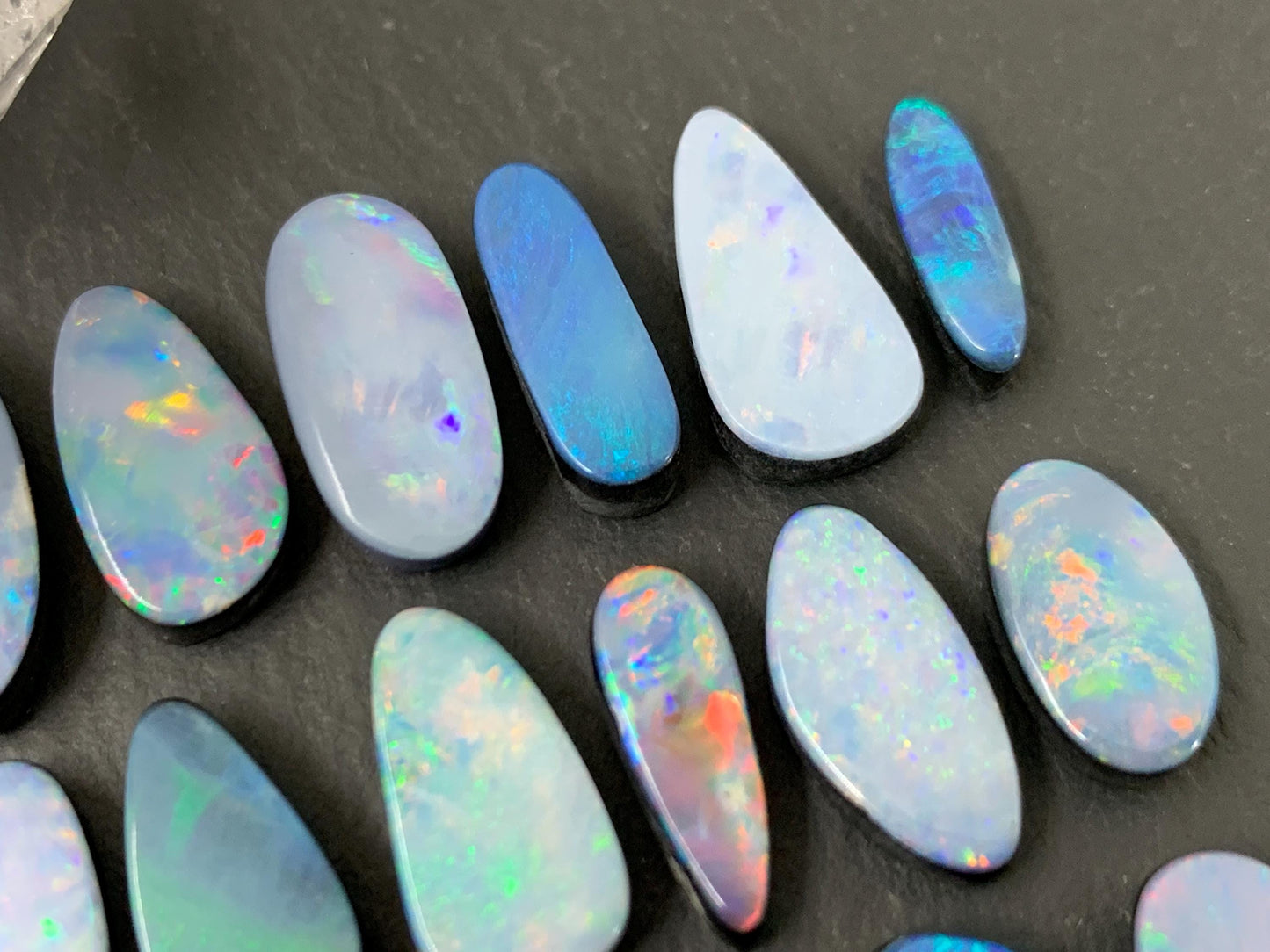 Australian Opal doublet 11-16mm long cabochon