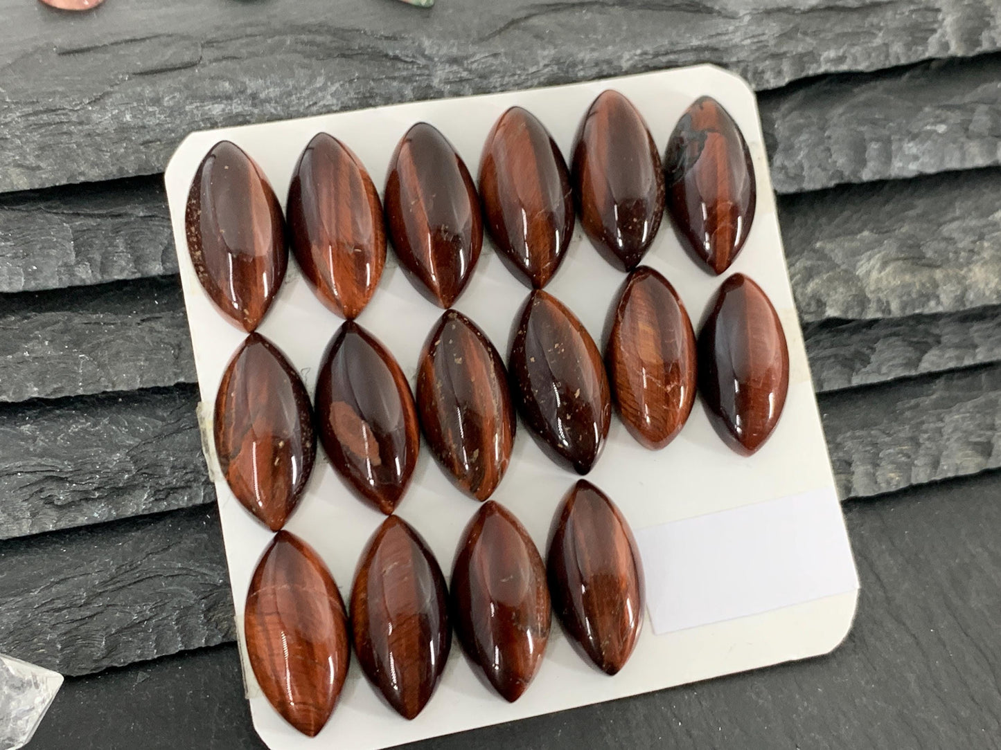 Red Tiger Eye marquise 10x20mm cabochon
