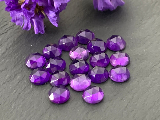 Faceted Amethyst round 6mm cabochon - Calibrated cabochons