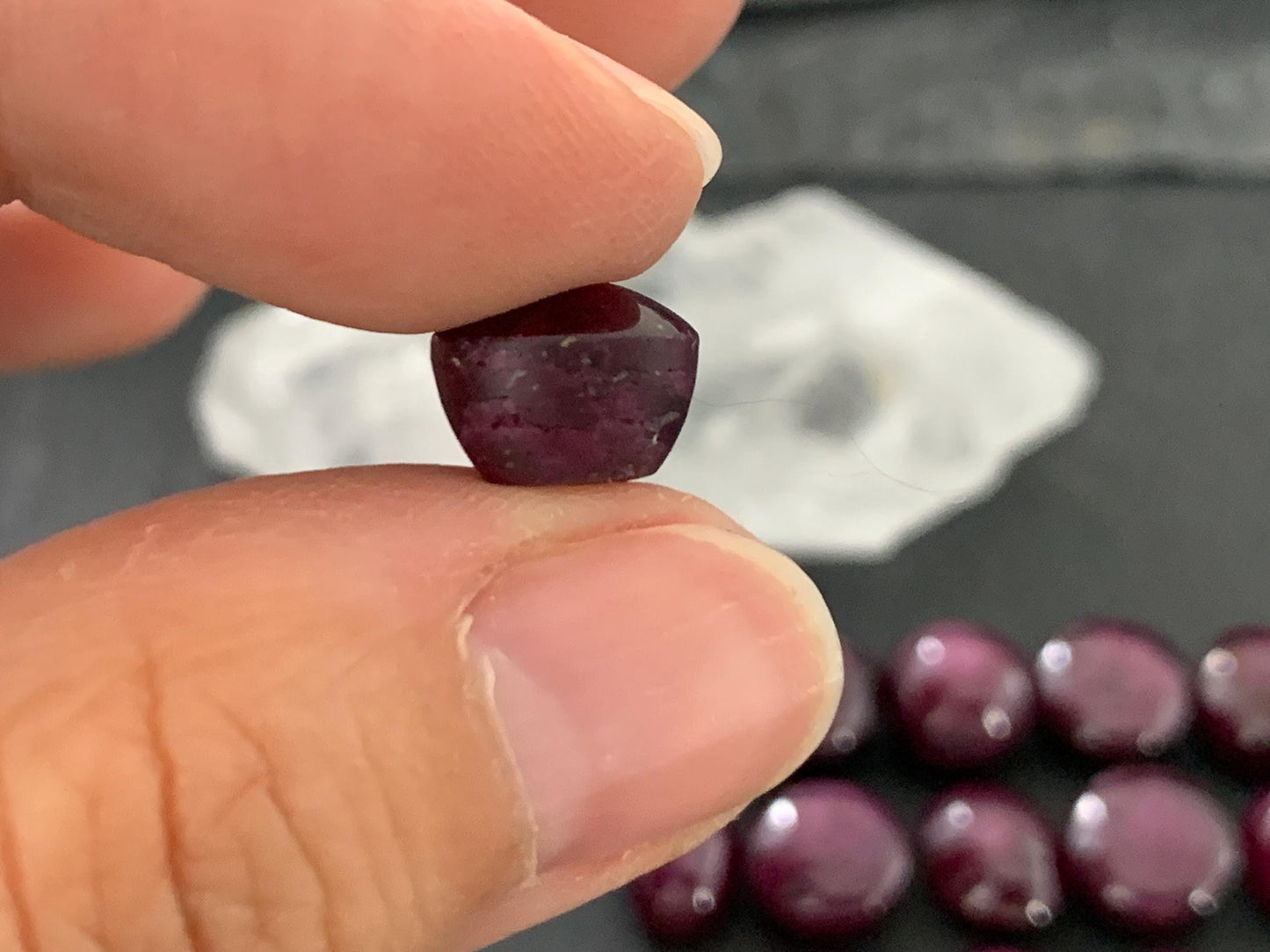 Ruby cabochon 8-9mm long