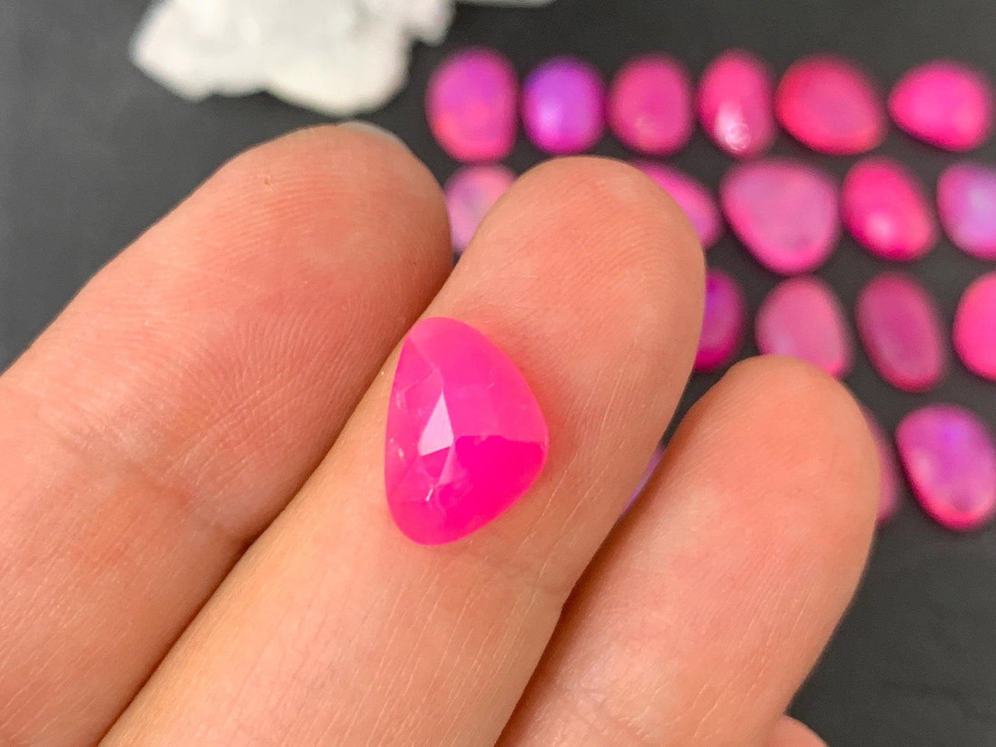 Faceted Pink Ethiopian Opal 9-18mm long cabochon
