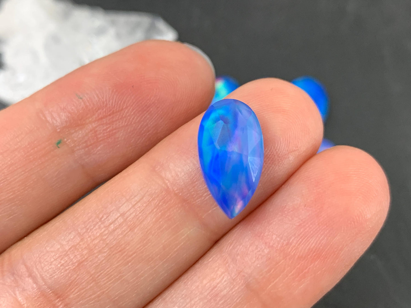 Faceted Aurora Opal pear 8x15mm cabochon - Doublet cabochon