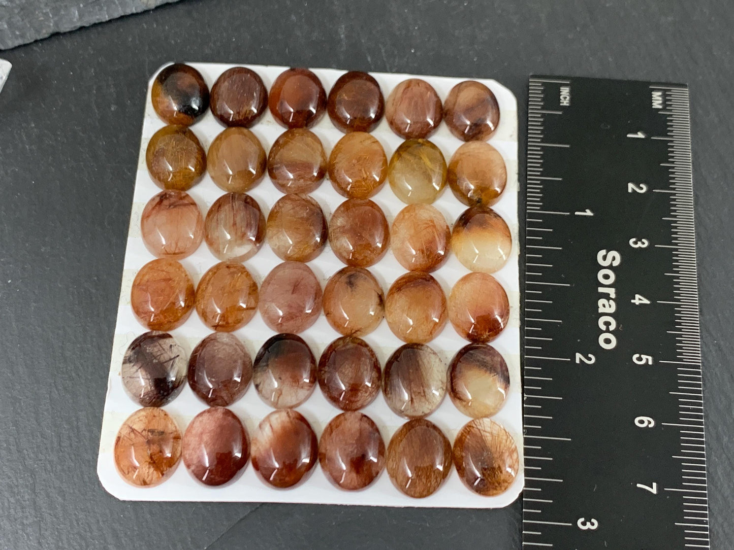 Rutilated Quartz oval 10x12mm cabochon - Calibrated cabochons