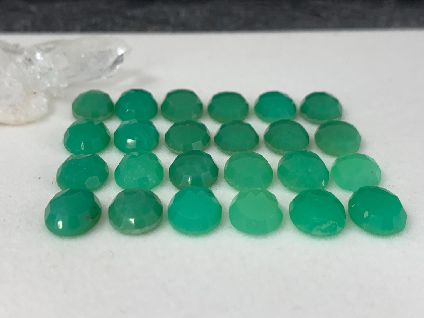 Faceted Chrysoprase oval 8x10mm cabochon