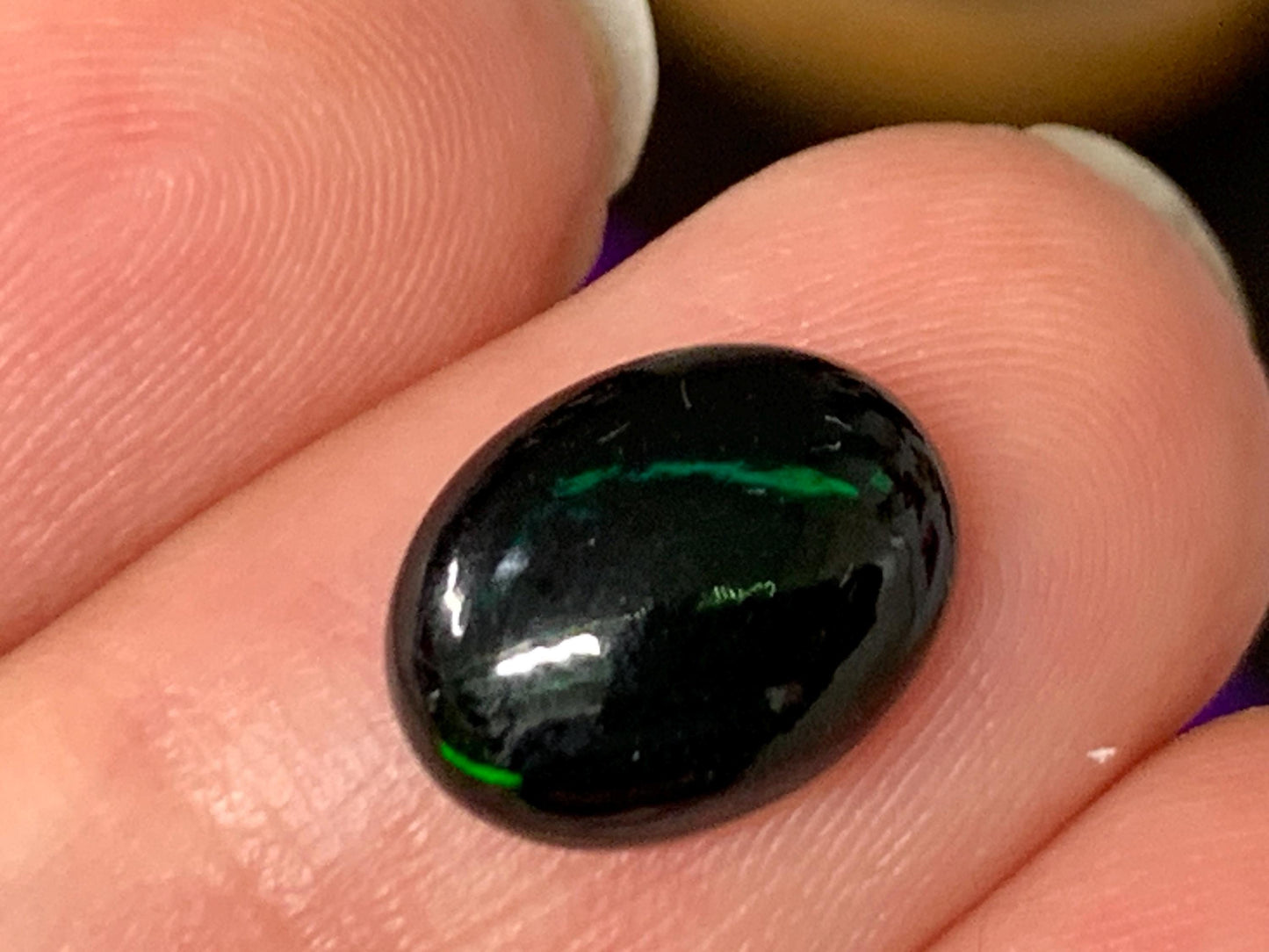 Natural Ethiopian Black Opal 8x11x3.5mm cabochon