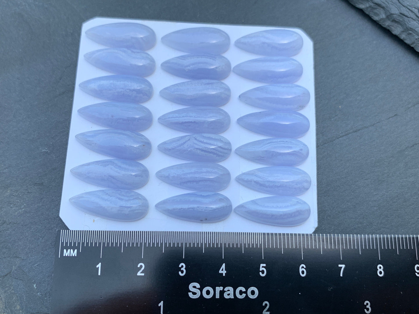Blue Lace Agate pear 8x20mm cabochon - Calibrated cabochons