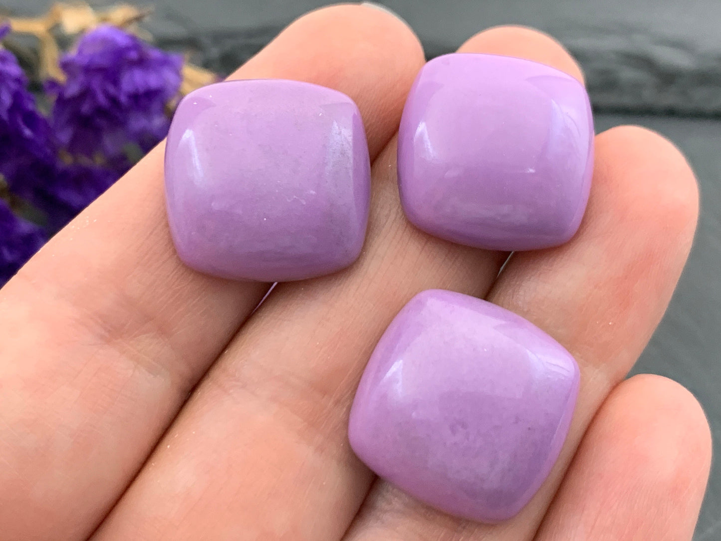 Phosphosiderite square 18mm cabochon - Calibrated cabochons