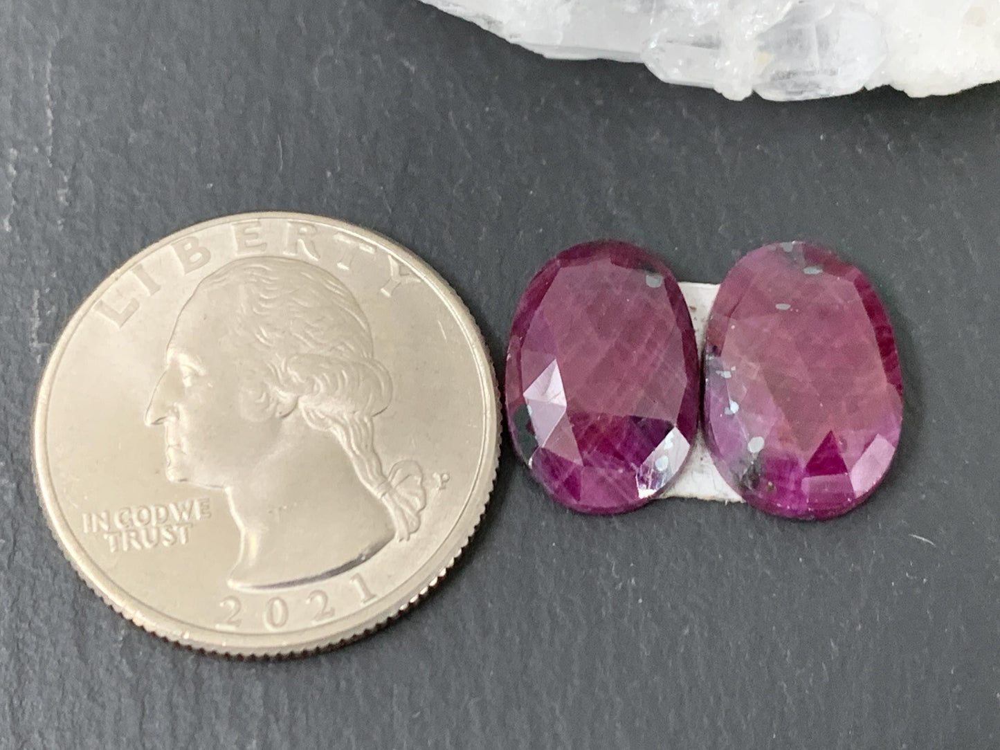 Faceted Ruby pair 10x15x4mm cabochon