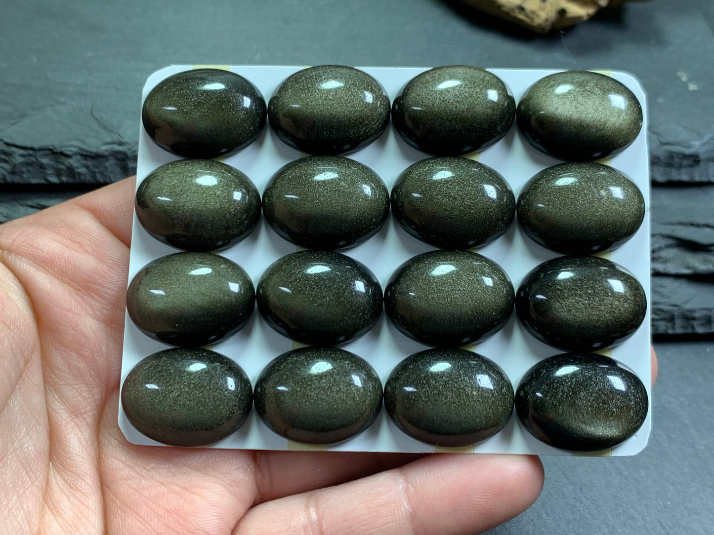 Gold Obsidian oval 15x20mm cabochon - Calibrated cabochons
