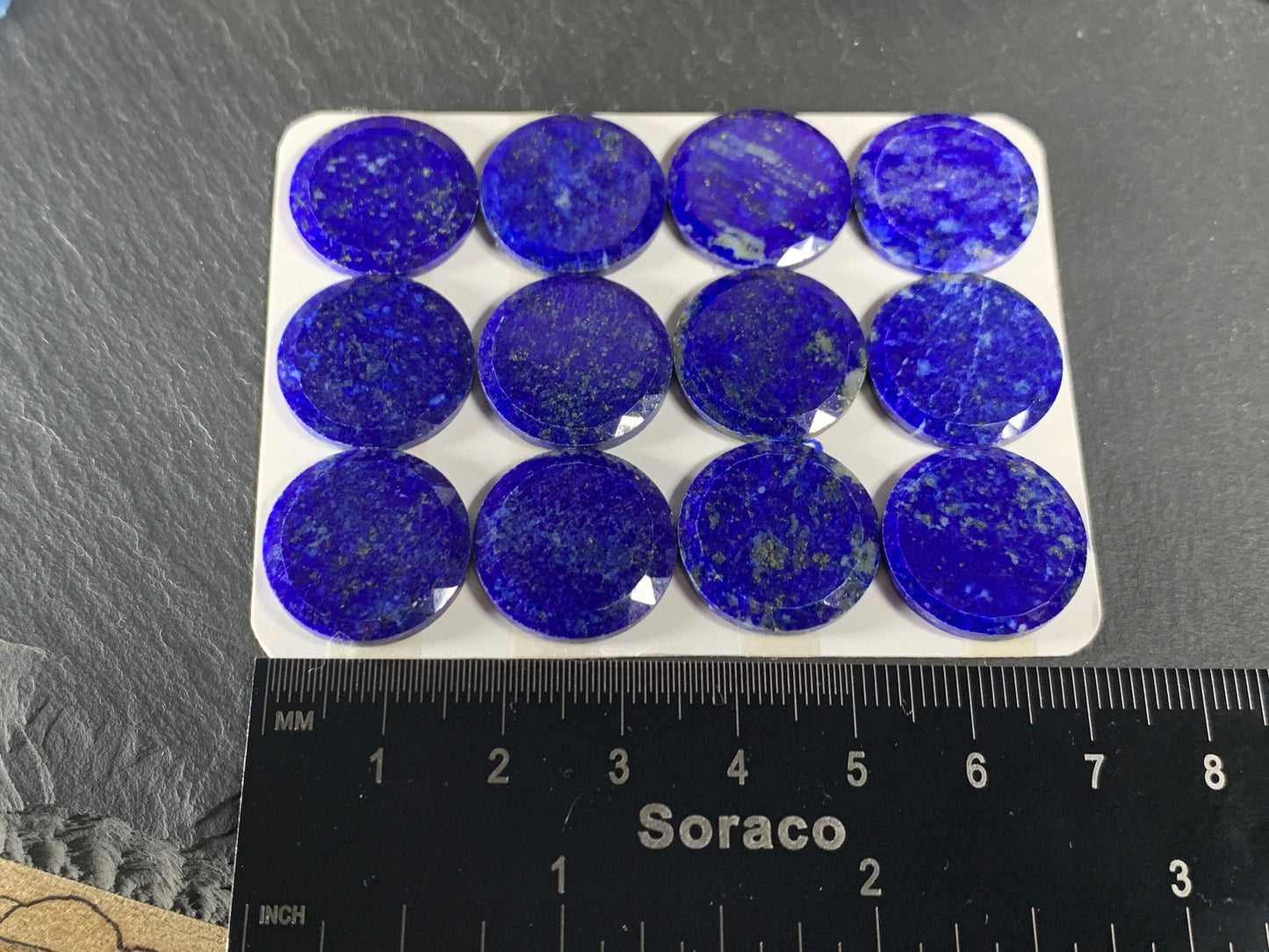 Flat Lapis Lazuli round 18mm Cabochon with Faceted Edge