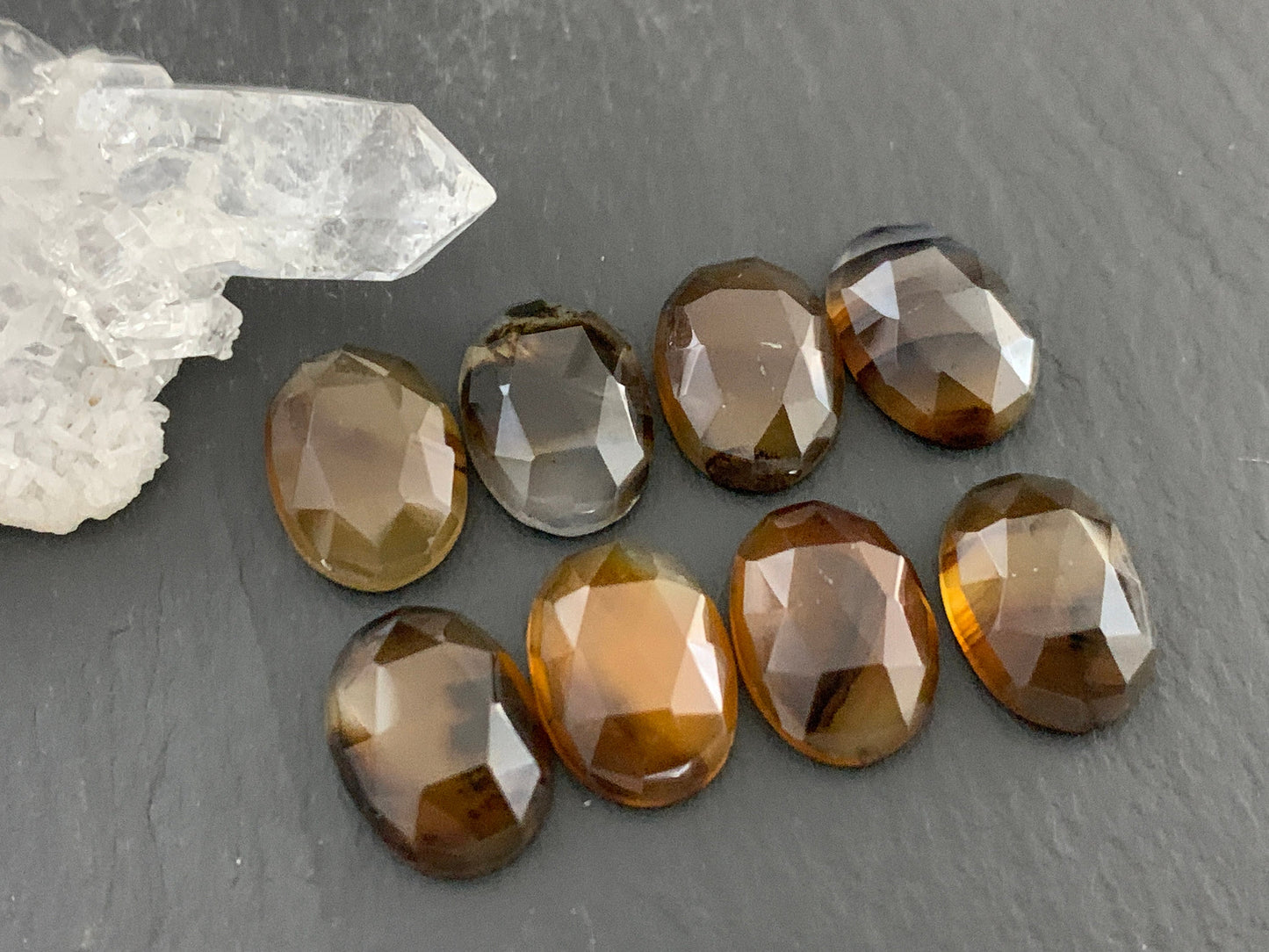 Faceted Montana Agate oval 10x14mm cabochon