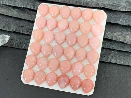 Pink Opal pear 10x12mm cabochon - Calibrated cabochons