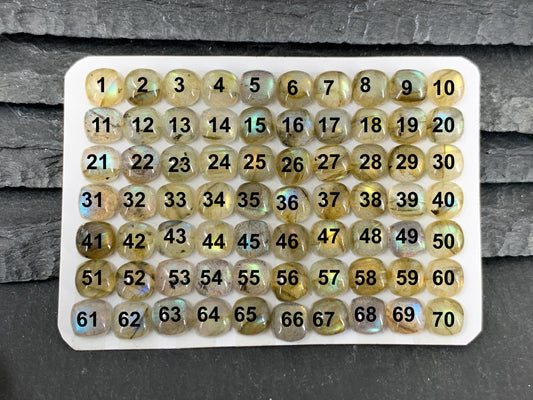 Labradorite Square Cushion 6mm Calibrated Cabochon - Natural Gemstone