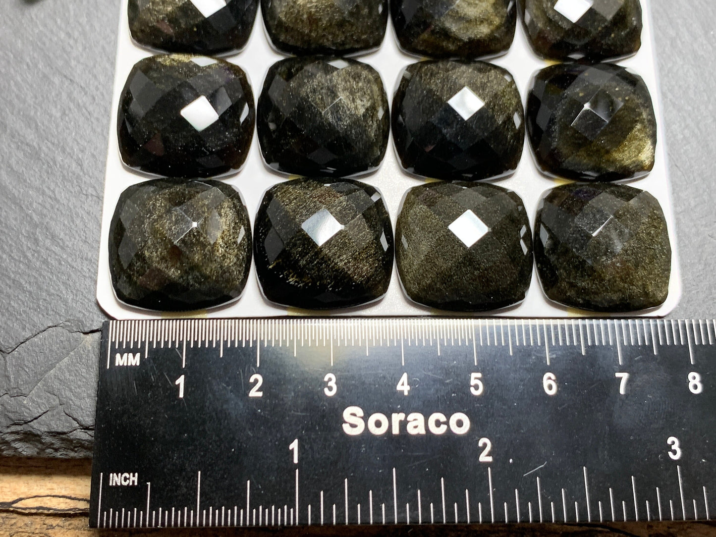 Faceted Gold Obsidian 20mm Cabochon - Calibrated cabochons