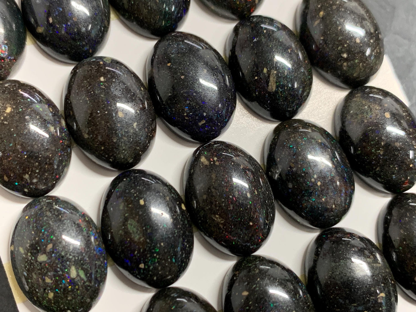 Black Andamooka Opal oval 13x18mm cabochon - Matrix Australian Opal