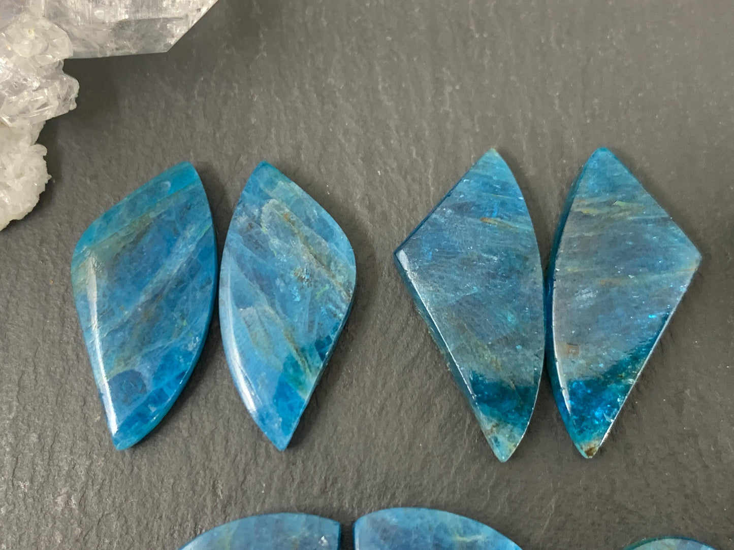 Apatite round, free form 14-27mm long cabochon - Buy by pair