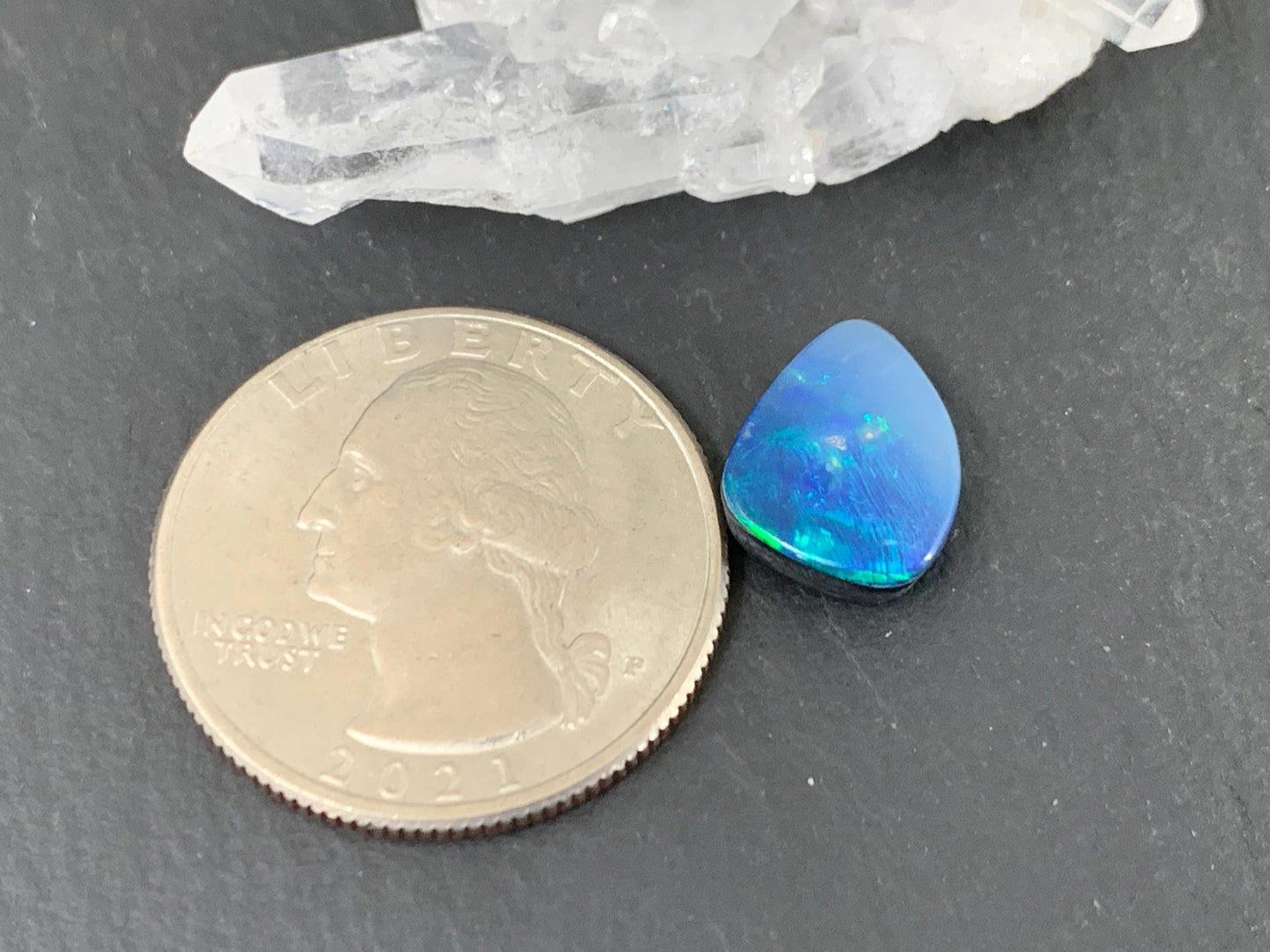 Discounted Australian Opal doublet cabochon 9x12x4mm Free Form Natural Opal Gemstone