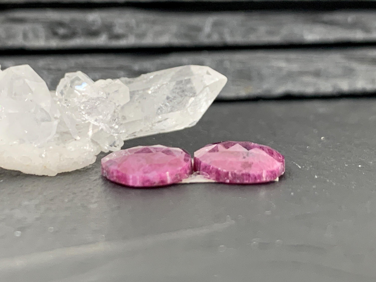 Faceted Ruby pair 11x15x3mm cabochon
