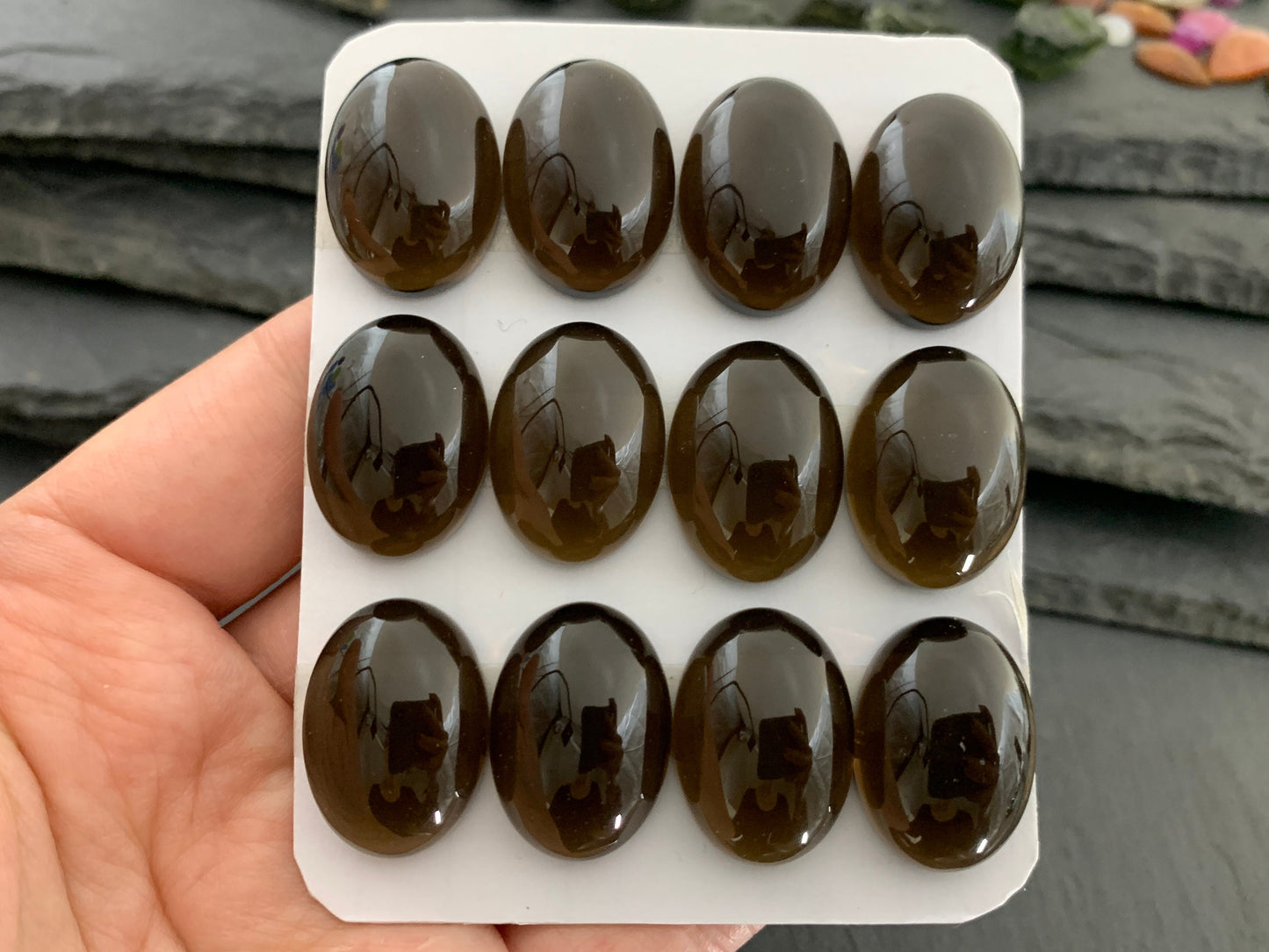 Smokey Quartz oval 16x22mm cabochon - Calibrated cabochons
