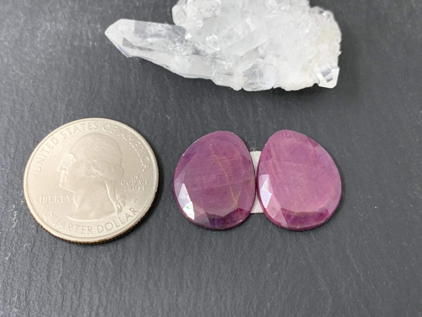 Faceted Ruby pair 15x19x3mm cabochon