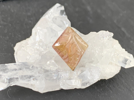 Faceted Watermelon Tourmaline 11x12.5x3mm cabochon