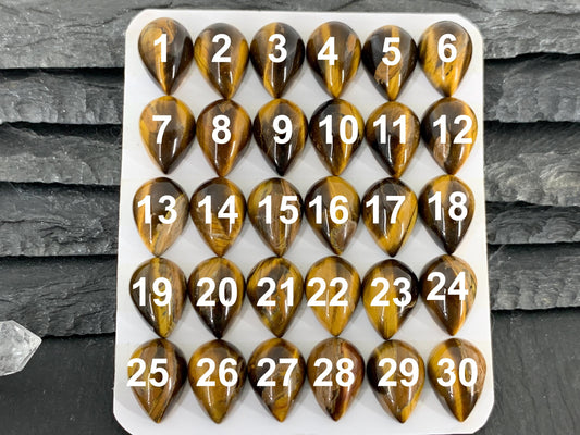 Tiger Eye pear 10x14mm Cabochon - Calibrated cabochons