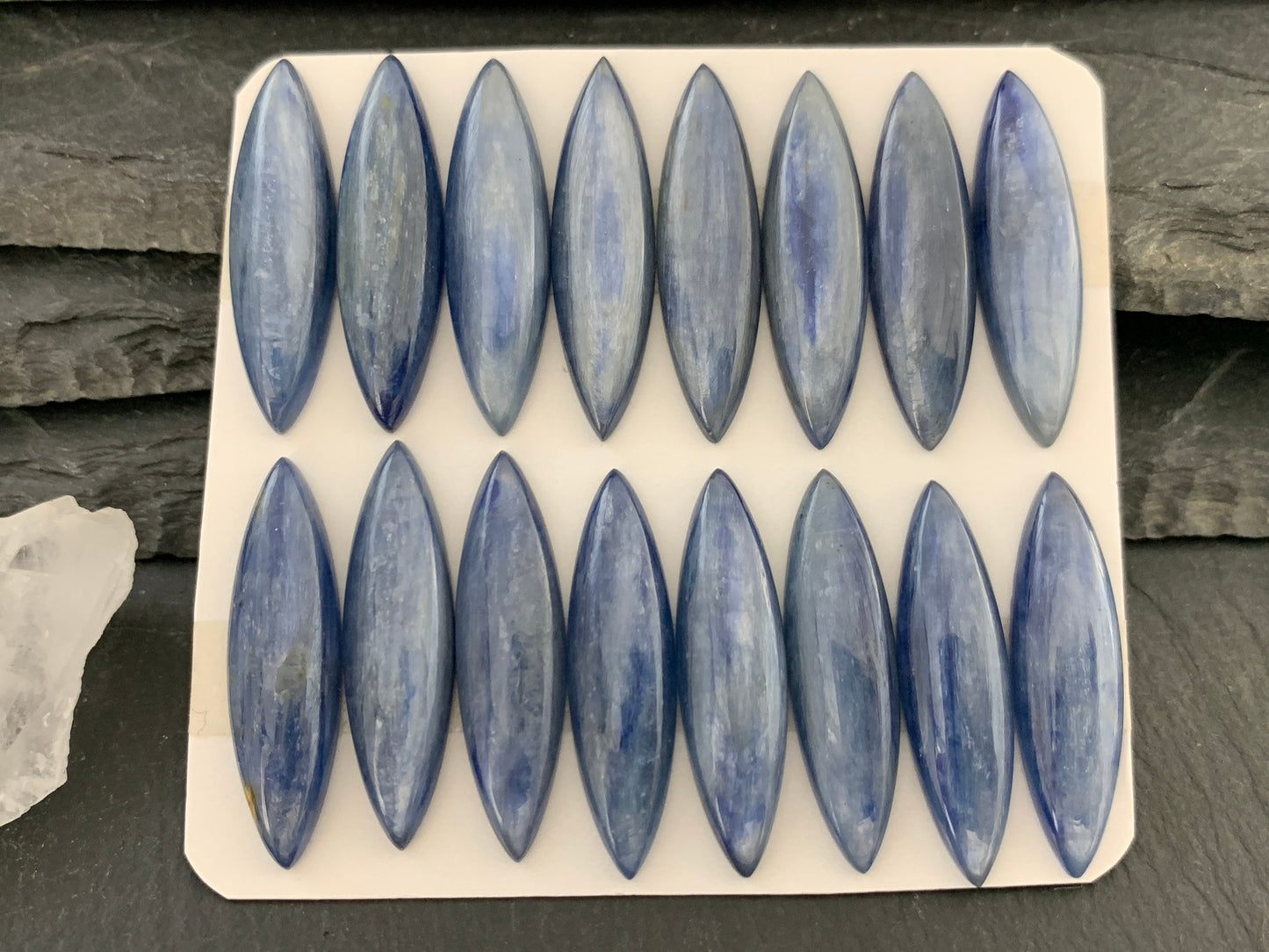 Blue Kyanite marquise 8x29-30mm cabochon - Calibrated cabochons