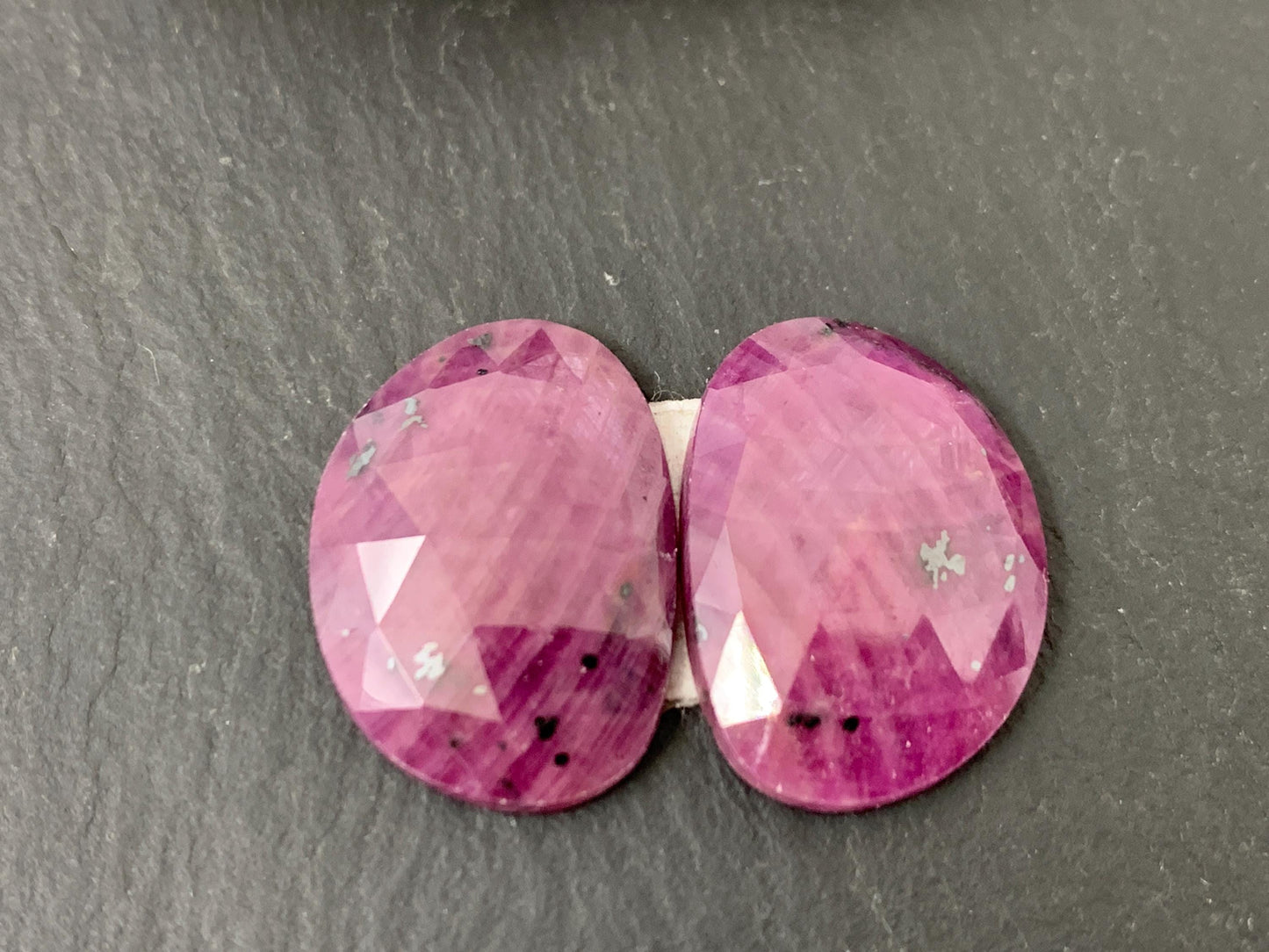 Faceted Ruby pair 14x19x3.5mm cabochon