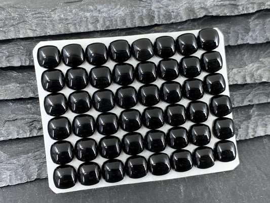Black Agate Square Cushion 8mm Calibrated Cabochon - Natural Gemstone