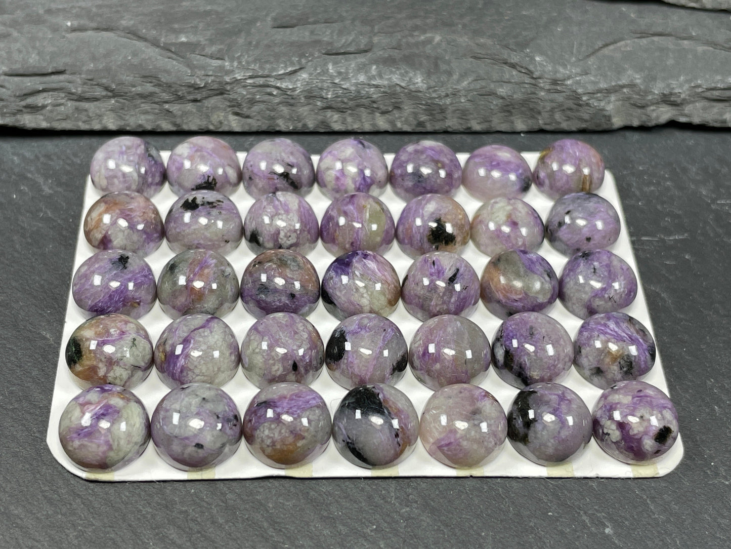 Charoite round 10mm cabochon - Calibrated cabochons