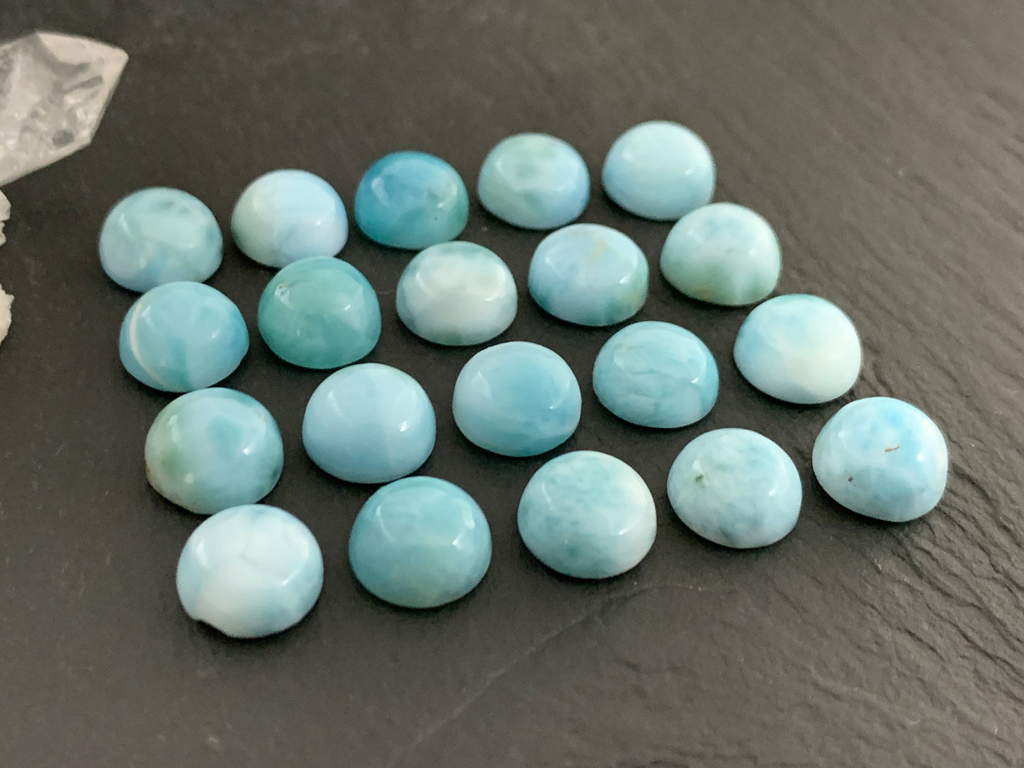Larimar round 9mm cabochon
