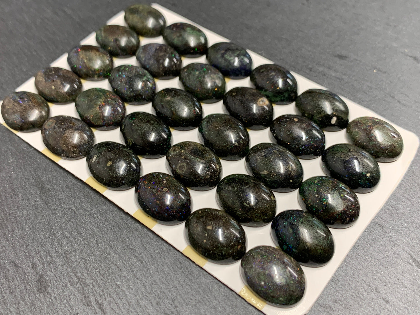 Black Andamooka Opal oval 12x16mm cabochon - Matrix Australian Opal