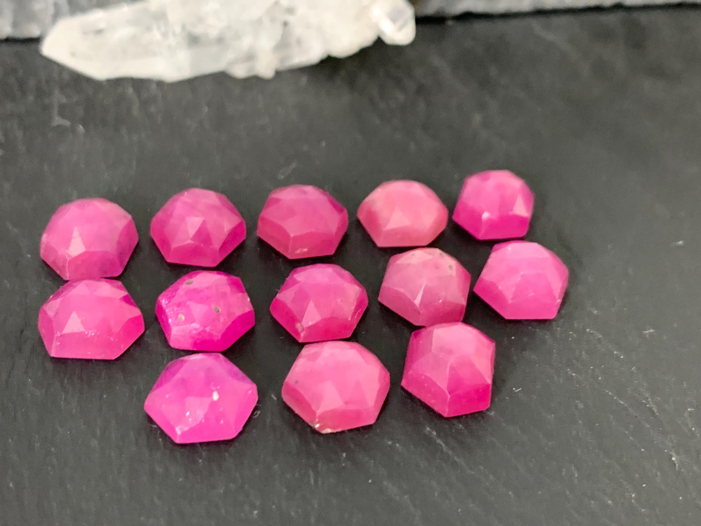 Faceted Pink Sapphire hexagon 8mm cabochon