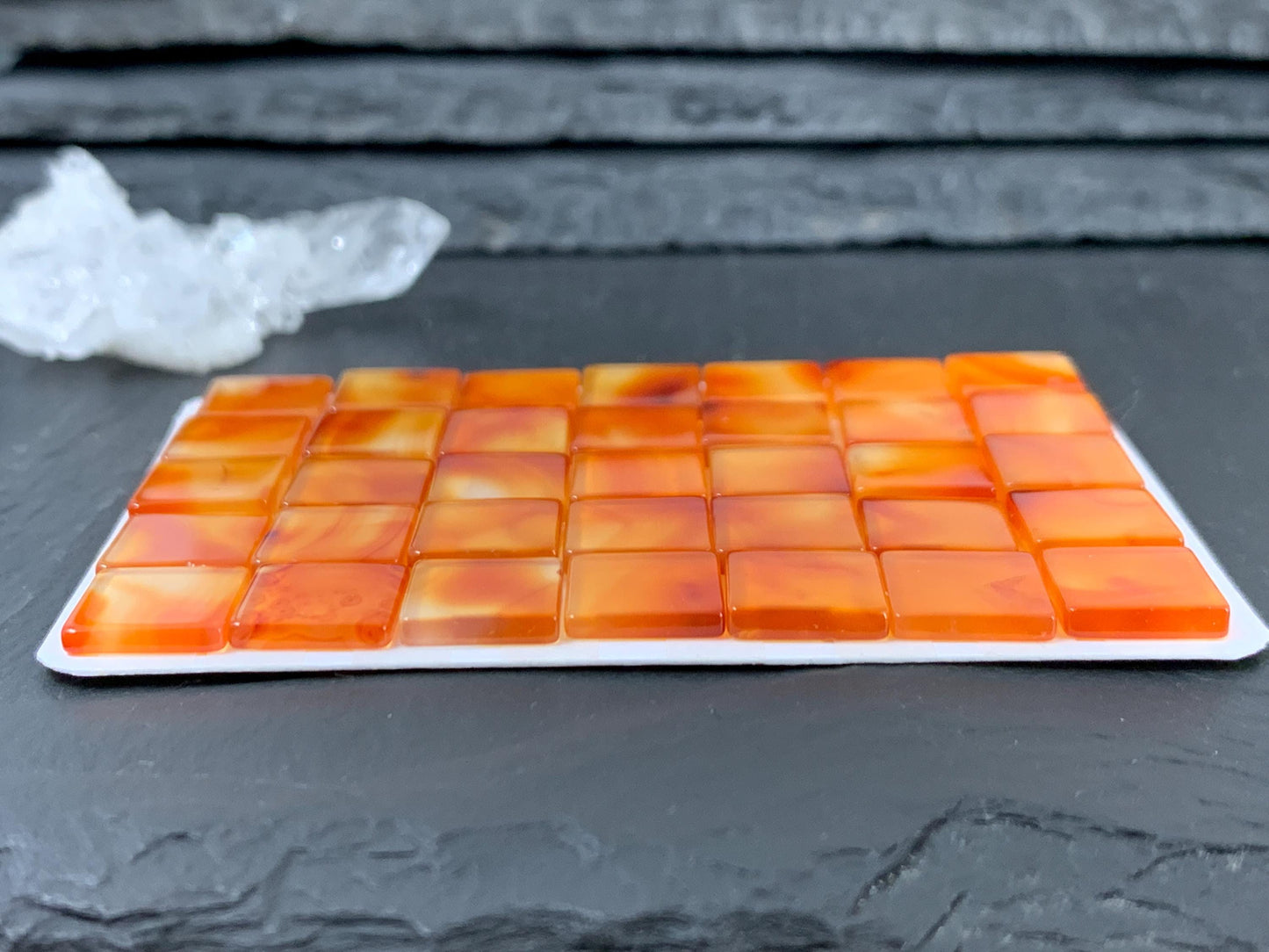 Flat Carnelian square 10mm cabochon - Calibrated cabochons