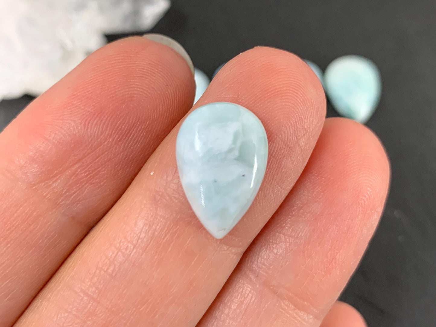 Larimar pear 10x15mm cabochon - Calibrated cabochons