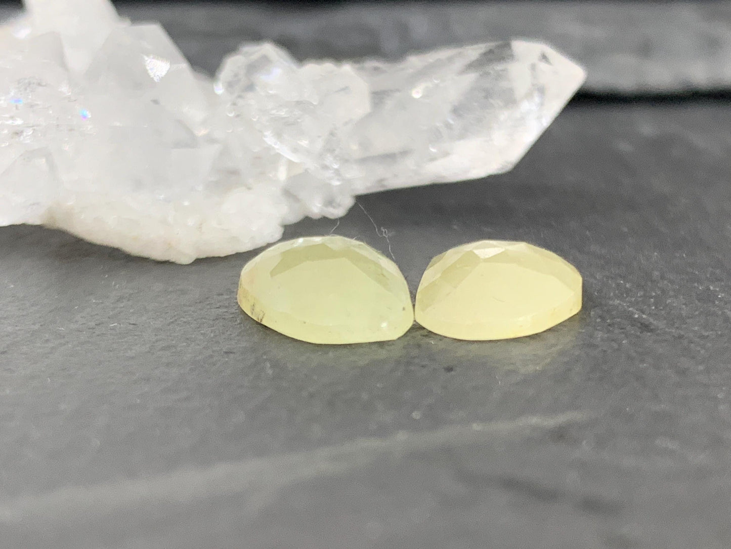 Faceted Yellow Sapphire pair 8x15x3mm cabochon