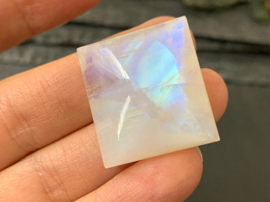 Rainbow Moonstone rectangle 26x24x10mm cabochon