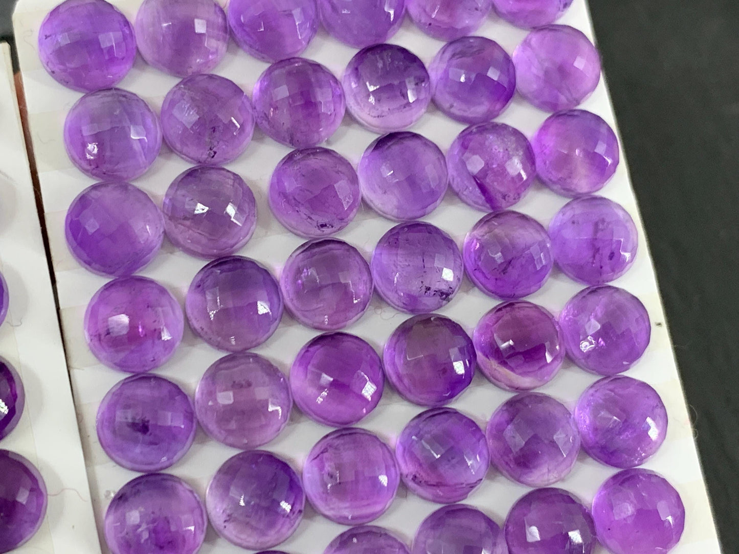 Faceted Amethyst round 8mm cabochon - Calibrated cabochons