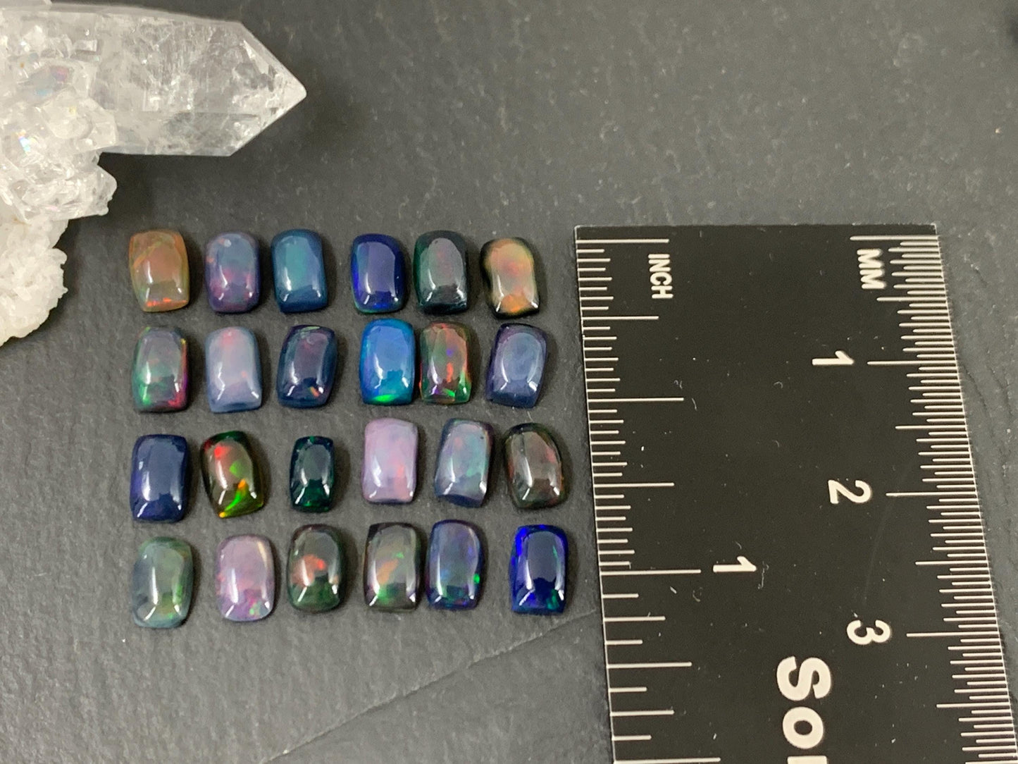 Black Ethiopian Opal rectangle 4x6mm cabochon