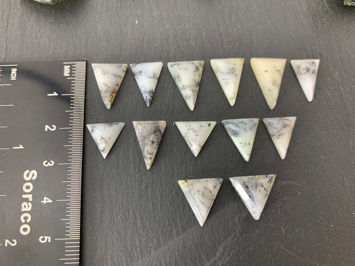 Faceted Dendrite triangle cabochon