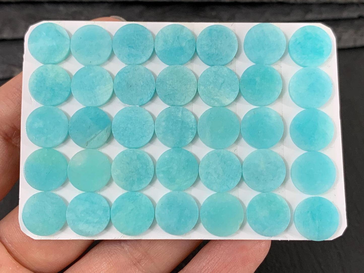 Flat Amazonite round 10mm cabochon - Calibrated cabochons