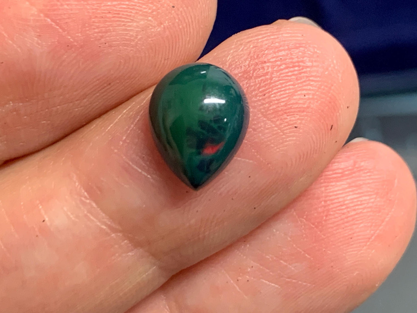 Black Ethiopian Opal pear 8x10x4mm cabochon
