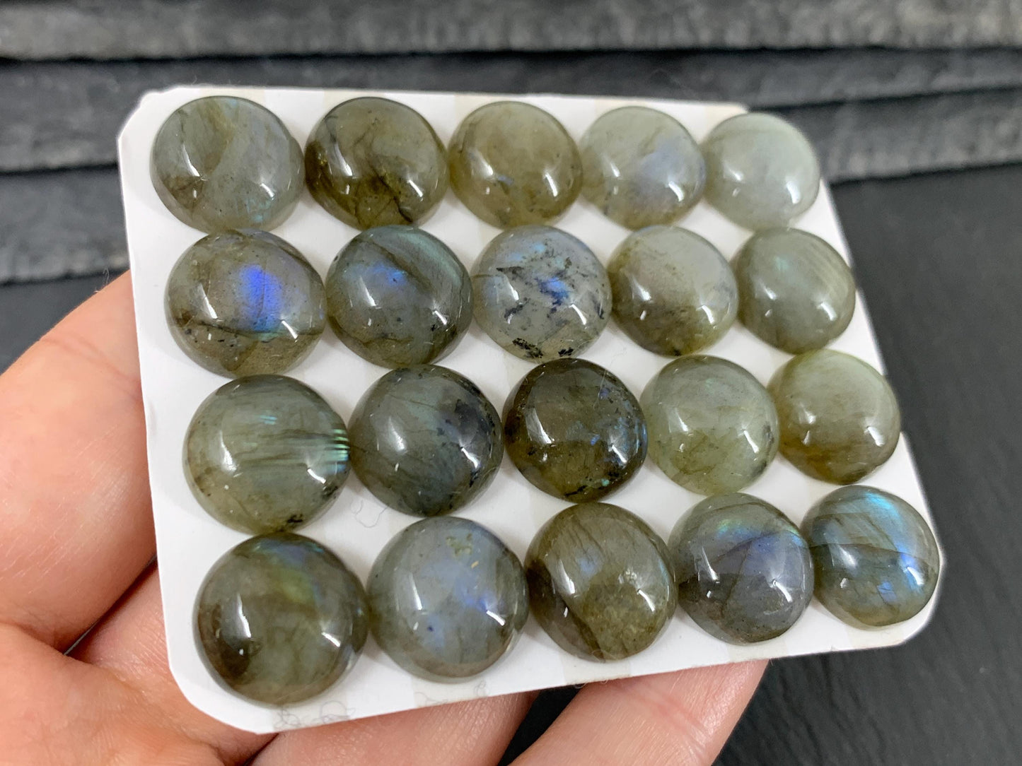 Labradorite round 14mm cabochon - Calibrated cabochons