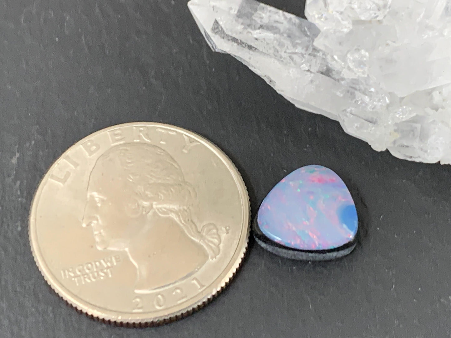 Australian Opal Doublet Cabochon 10x11x3mm - Natural Free Form Gemstone