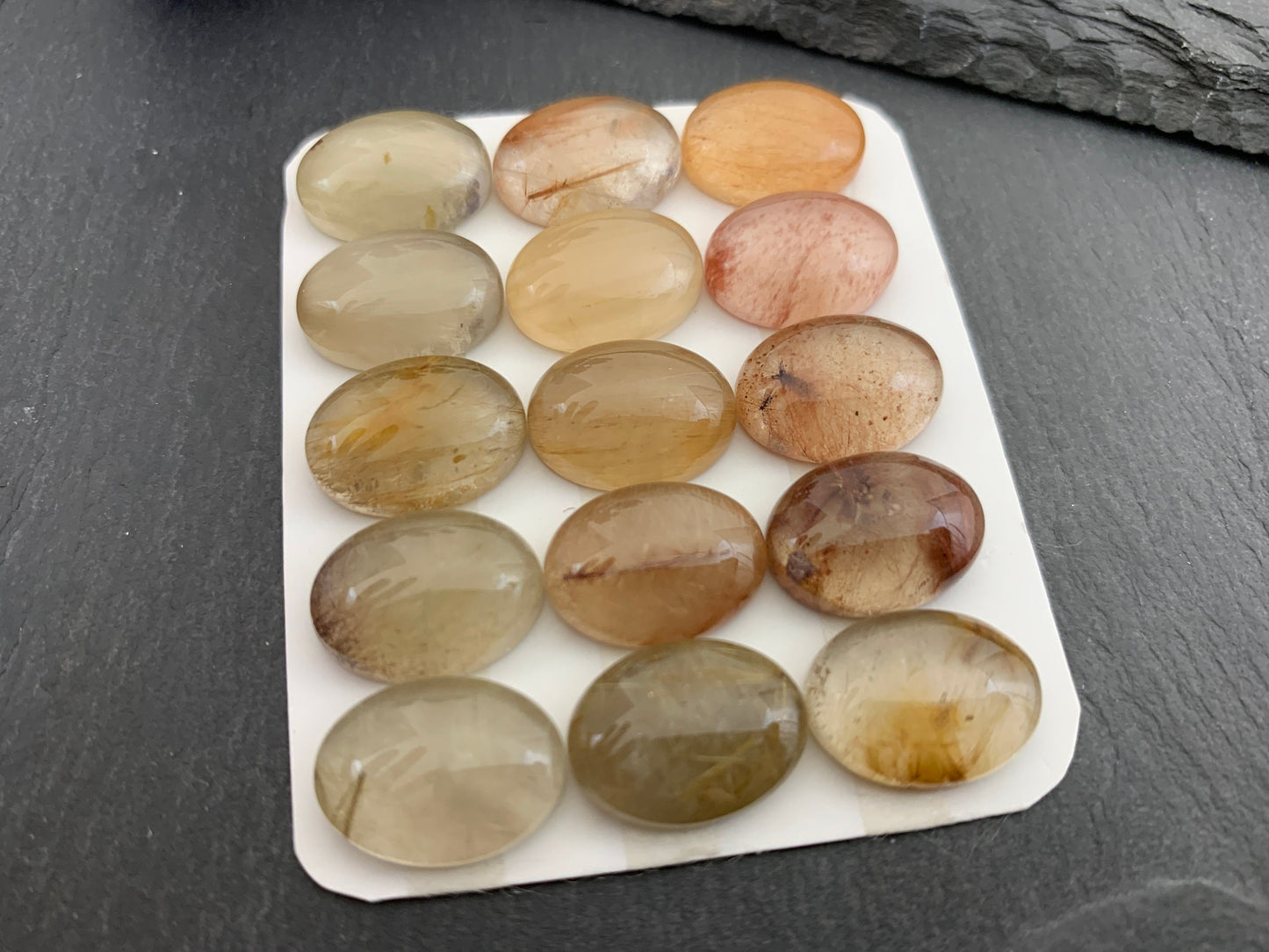 Rutilated Quartz oval 12x16mm cabochon - Calibrated cabochons