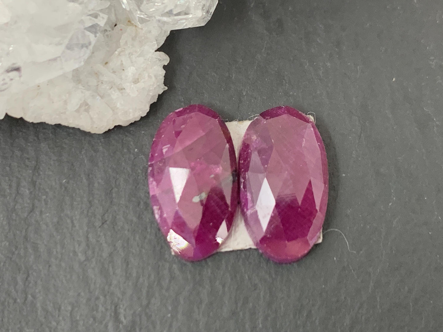 Faceted Ruby pair 7x12x3.5mm cabochon