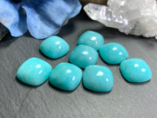 Amazonite square cushion 12mm cabochon - Calibrated cabochons