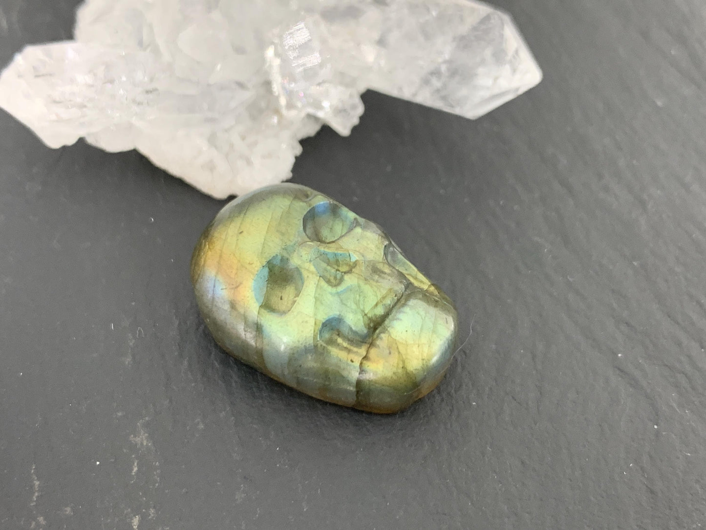 Labradorite Skull Cabochon 15x21mm, Labradorite Skull, Natural Gemstone, Halloween Jewelry, Handcrafted Accessory