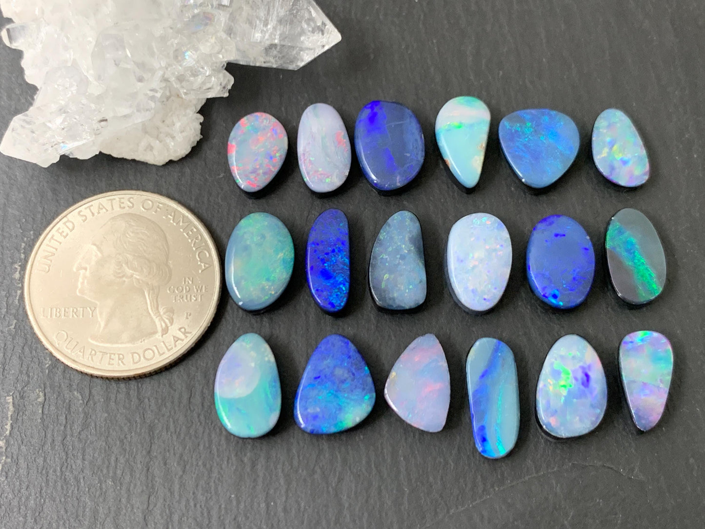 Australian Opal doublet 13-17mm long cabochon